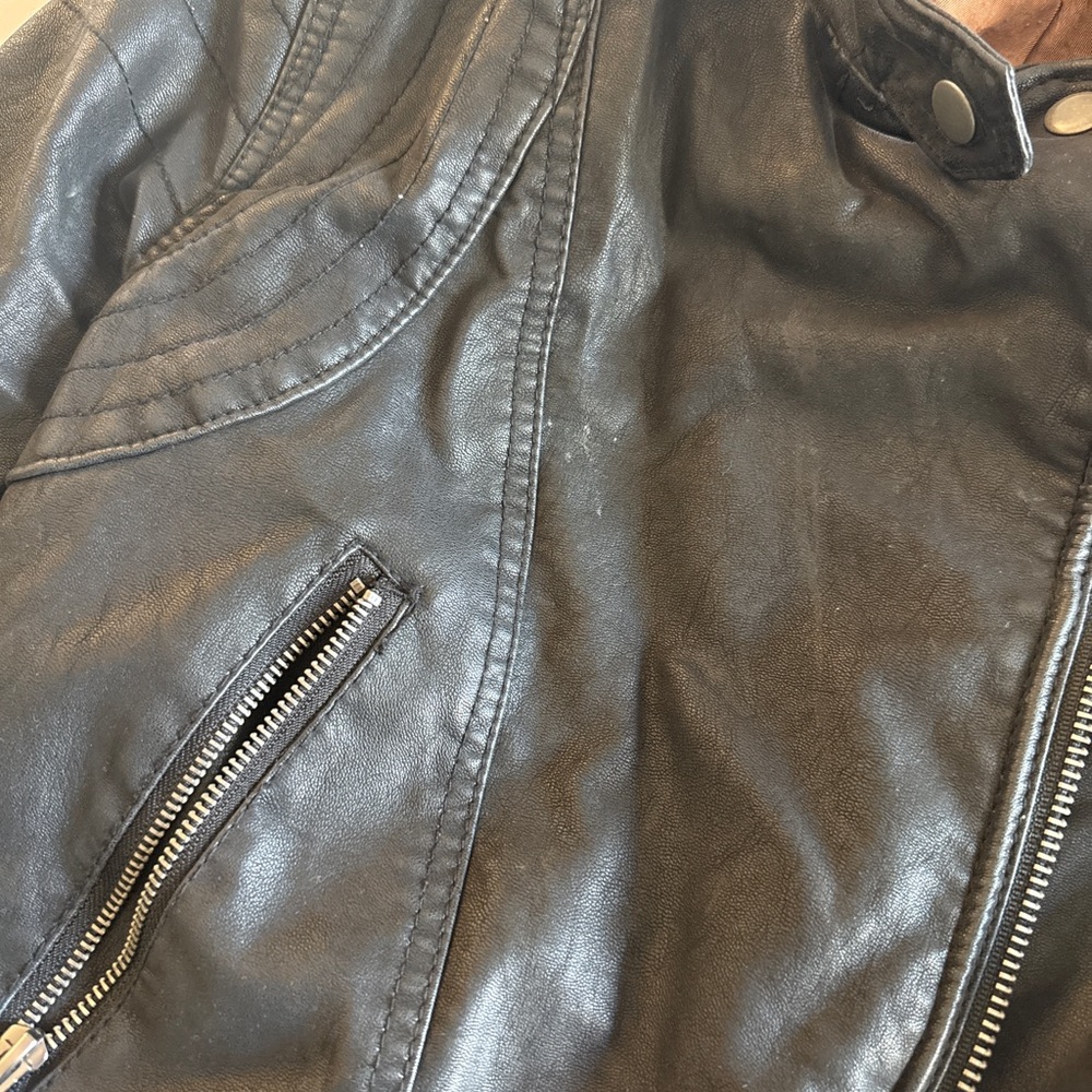 We The Free Black Leather Moto Jacket - Picture 7 of 8